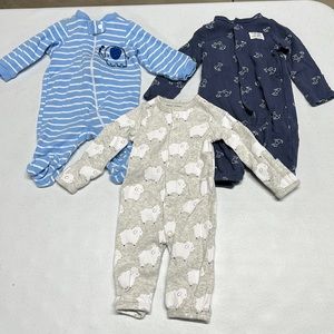 3x Lot Boys Onesie pajamas sz NB Bundle - Carter’s & Garanimals